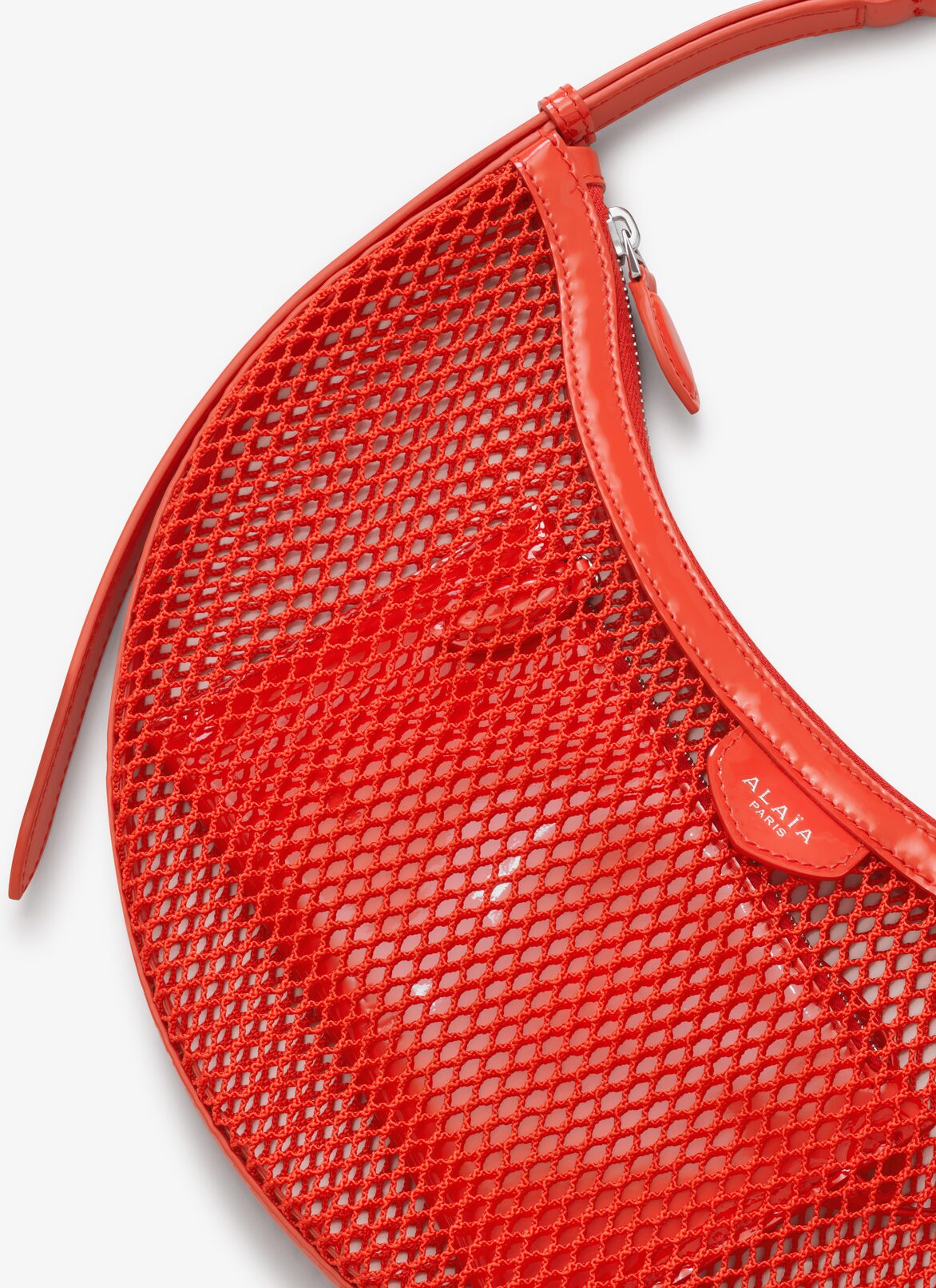ONE PIECE DEMI LUNE BAG IN FISHNET ALAÏA ORANGE ONE PIECE DEMI LUNE BAG IN FISHNET